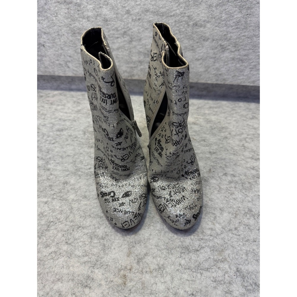 Circus by Sam Edelmann zip up festival boot sparkle silver size 6 wedding